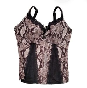 Frederick's of Hollywood Snakeskin Strap Bustier Black Lace Front Pannel…